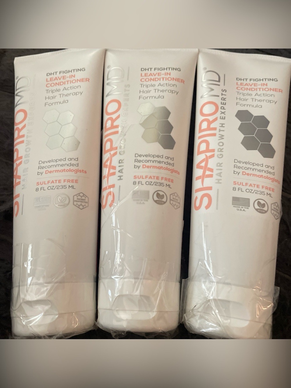 Shapiro MD Hair growth experts DHT Fighting leave in conditioner 8 oz X 3